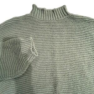 CUPSHE Womens Green Mock Neck Textured Knit Pullover‎ Sweater Large